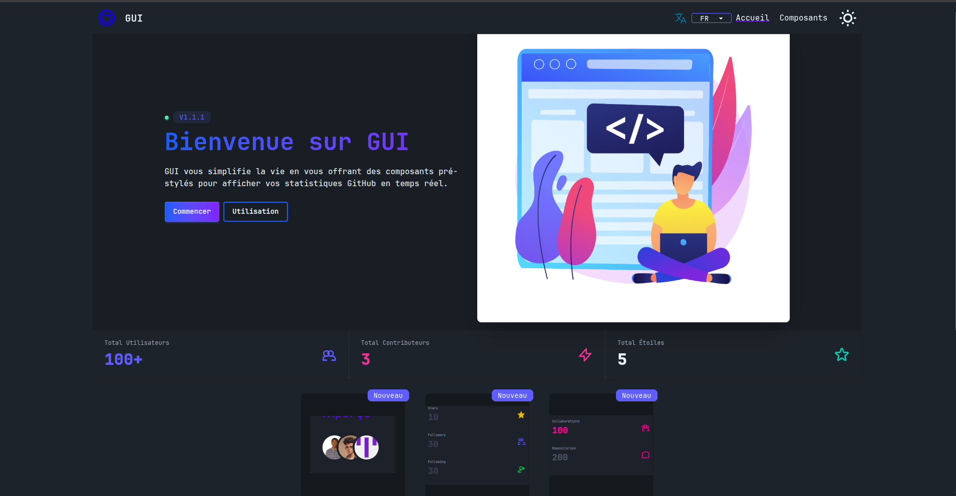GUI - Github Stats NPM Package screenshot 1