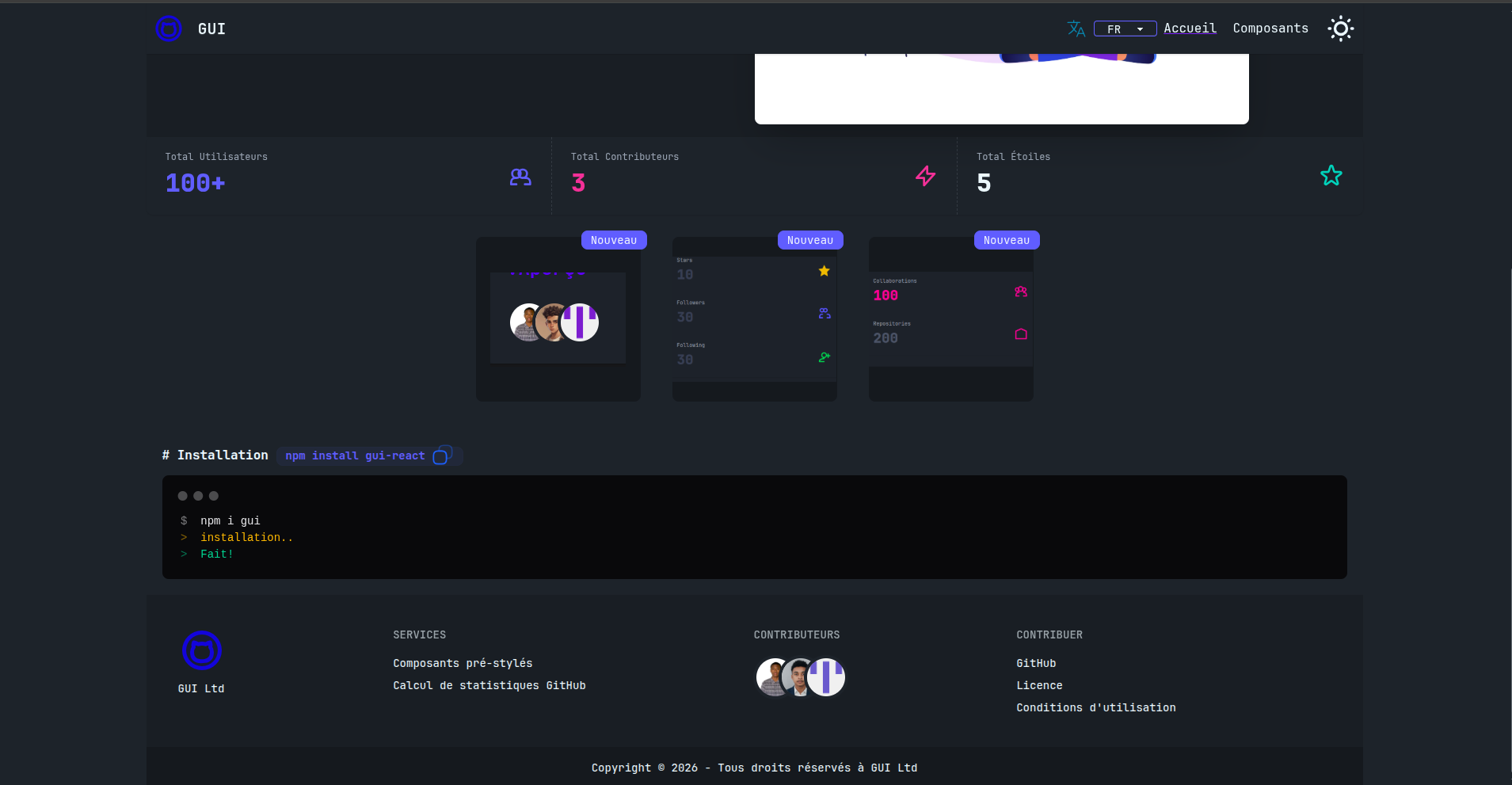 GUI - Github Stats NPM Package screenshot 2
